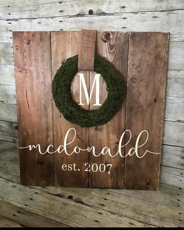 Rustic Moss Wreath Sign (Choose your Colors)