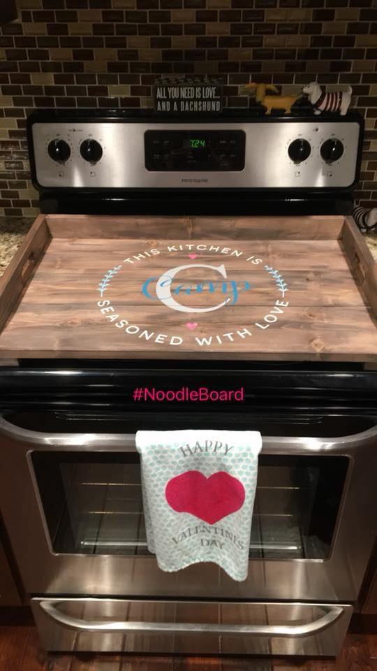 Stove top cover, wooden noodle board, kitchen decor, wood cooktop